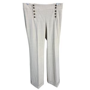 Express Editor High Rise Sailor Button Wide Leg Pants Tan Beige Trouser Size 8